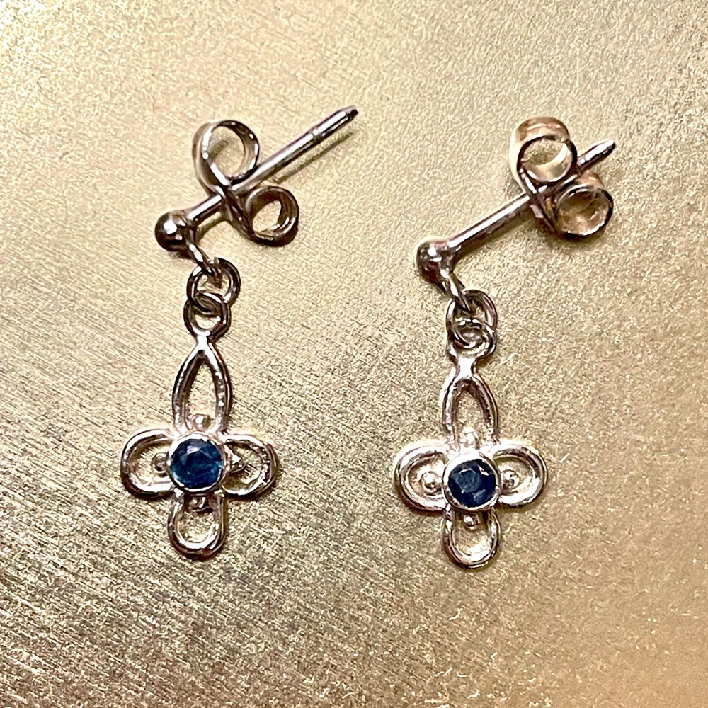 Sapphire Silver Antique Earrings